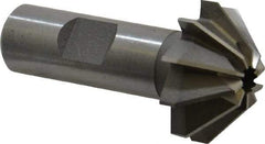 Made in USA - 1-1/4" Large x 1/2" Small Diam, 17/32" Width of Cut, 90° Included Angle, 10 Teeth, Cobalt Face Angle Cutter - 5/8" Shank Diam, 2-13/32" Overall Length, Weldon Flat - A1 Tooling