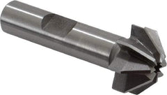 Made in USA - 3/4" Large x 5/16" Small Diam, 3/8" Width of Cut, 90° Included Angle, 8 Teeth, High Speed Steel Face Angle Cutter - 3/8" Shank Diam, 1-15/16" Overall Length, Weldon Flat - A1 Tooling