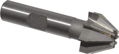 Made in USA - 3/4" Large x 5/16" Small Diam, 17/32" Width of Cut, 60° Included Angle, 8 Teeth, Cobalt Face Angle Cutter - 3/8" Shank Diam, 2-3/32" Overall Length, Weldon Flat - A1 Tooling