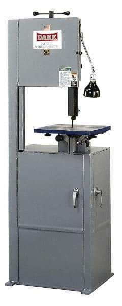 Dake - 14 Inch Throat Capacity, Step Pulley Vertical Bandsaw - 70, 140, 270, 540 SFPM, 1 HP, Three Phase - A1 Tooling