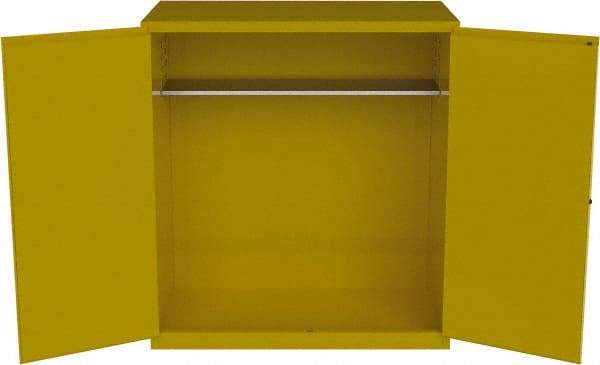 Jamco - 59" Wide x 34" Deep x 65" High, Steel Vertical Drum Cabinet with 3 Point Key Lock - Yellow, Manual Closing Door, 2 Shelves, 2 Drums - A1 Tooling