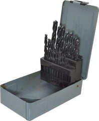 Interstate - 1 to 10mm, 118° Point, Oxide Finish, High Speed Steel Jobber Length Drill Bit Set - A1 Tooling