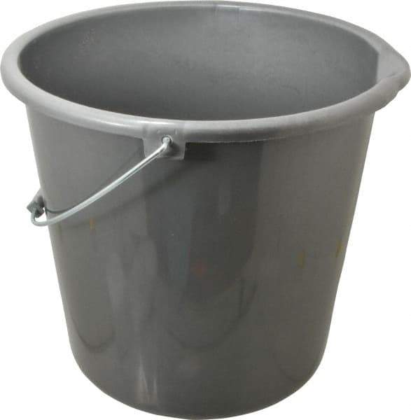 PRO-SOURCE - 10 Qt, Plastic Round Gray Single Pail with Pour Spout - Handle Included - A1 Tooling