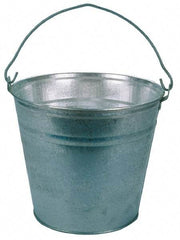 PRO-SOURCE - 12 Qt, 10-3/4" High, Galvanized Steel Round Gray Single Pail - Handle Included, 12-1/4" Top Diam - A1 Tooling