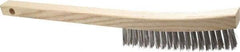 Made in USA - 3 Rows x 19 Columns Wire Scratch Brush - 6-1/4" Brush Length, 13-3/4" OAL, 1-1/8" Trim Length, Wood Toothbrush Handle - A1 Tooling