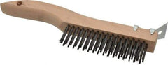 Made in USA - 4 Rows x 16 Columns Wire Scratch Brush - 10" OAL, 1-3/16" Trim Length, Wood Shoe Handle - A1 Tooling