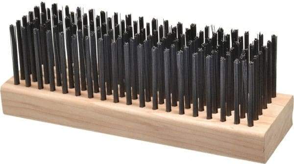 Made in USA - 6 Rows x 19 Columns Wire Scratch Brush - 7" OAL, 1-3/4" Trim Length, Wood Straight Handle - A1 Tooling