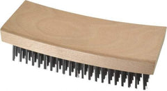 Made in USA - 9 Rows x 21 Columns Wire Scratch Brush - 7-1/4" OAL, 1-3/16" Trim Length, Wood Curved Handle - A1 Tooling