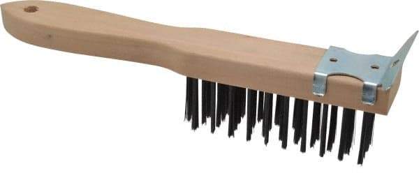 Made in USA - 4 Rows x 11 Columns Wire Scratch Brush - 5" Brush Length, 11" OAL, 1-3/4" Trim Length, Wood Toothbrush Handle - A1 Tooling