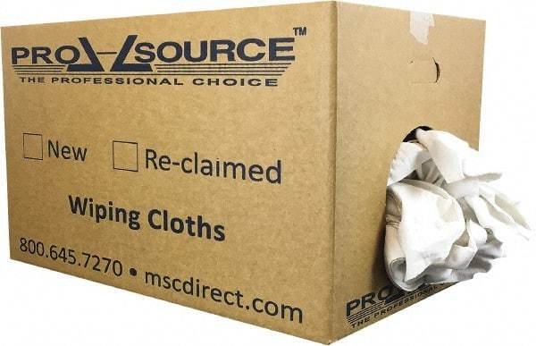 PRO-SOURCE - Virgin Cotton T-Shirt Rag - Lint-Free, White, 3 to 4 Pieces per Lb, Comes in Box - A1 Tooling