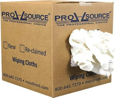 PRO-SOURCE - Reclaimed Cotton T-Shirt Rag - Low Lint, White, 3 to 4 Pieces per Lb, Comes in Box - A1 Tooling