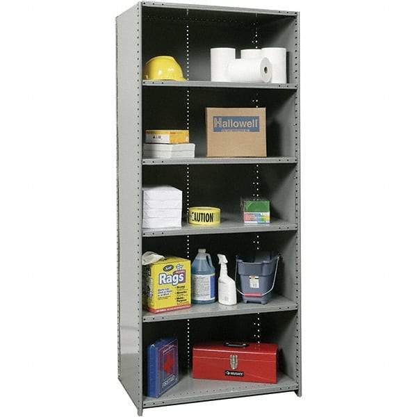 Hallowell - 6 Shelf, 800 Lb. Capacity, Closed Shelving Starter Unit - 36 Inch Wide x 24 Inch Deep x 87 Inch High, Gray - A1 Tooling