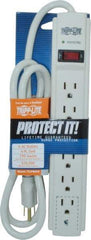 Tripp-Lite - 6 Outlets, 120 Volts, 15 Amps, 4' Cord, Power Outlet Strip - Free Hanging, Keyhole Mount, 5-15P NEMA Configuration, 10.8" Strip, UL1449 3rd Edition - A1 Tooling