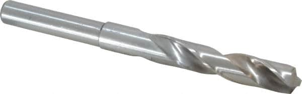 Interstate - 37/64" Drill, 118° Point, Cobalt Silver Deming & Reduced Shank Drill Bit - Bright Finish, 6" OAL, Straight Shank, 3" Flute Length, Right Hand Cut, Standard Point, Spiral Flute, Regular Spiral - A1 Tooling