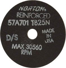 Norton - 2-1/2" 70 Grit Aluminum Oxide Cutoff Wheel - 1/16" Thick, 3/8" Arbor, 30,560 Max RPM, Use with Die Grinders - A1 Tooling