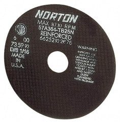 Norton - 20" 24 Grit Aluminum Oxide Cutoff Wheel - 5/32" Thick, 1" Arbor, 2,710 Max RPM, Use with Stationary Tools - A1 Tooling