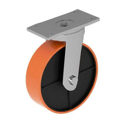 Fairbanks - 8" Diam x 2" Wide x 9-1/2" OAH Top Plate Mount Swivel Caster - Polyurethane, 1,200 Lb Capacity, Roller Bearing, 4 x 4-1/2" Plate - A1 Tooling