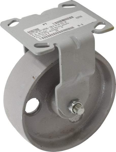 Fairbanks - 6" Diam x 2" Wide x 7-1/4" OAH Top Plate Mount Rigid Caster - Semi-Steel, 1,200 Lb Capacity, Roller Bearing, 4 x 4-1/2" Plate - A1 Tooling