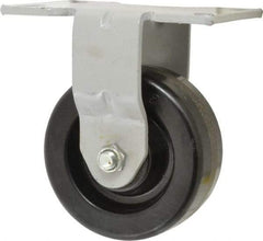 Fairbanks - 5" Diam x 2" Wide x 6-1/2" OAH Top Plate Mount Rigid Caster - Phenolic, 1,000 Lb Capacity, Roller Bearing, 4-1/2 x 6-1/4" Plate - A1 Tooling