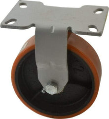 Fairbanks - 6" Diam x 2" Wide x 7-1/4" OAH Top Plate Mount Rigid Caster - Polyurethane, 1,000 Lb Capacity, Roller Bearing, 4-1/2 x 6-1/4" Plate - A1 Tooling