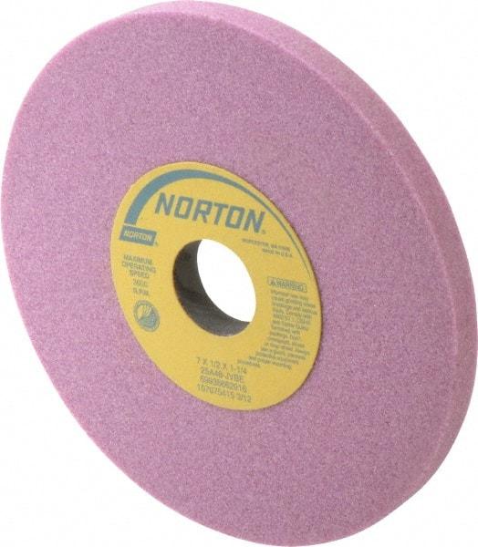 Norton - 7" Diam x 1-1/4" Hole x 1/2" Thick, J Hardness, 46 Grit Surface Grinding Wheel - Aluminum Oxide, Type 1, Coarse Grade, 3,600 Max RPM, Vitrified Bond, No Recess - A1 Tooling