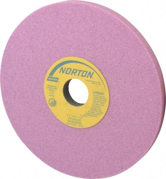 Norton - 8" Diam x 1-1/4" Hole x 1/2" Thick, I Hardness, 46 Grit Surface Grinding Wheel - Aluminum Oxide, Type 1, Coarse Grade, 3,105 Max RPM, Vitrified Bond, No Recess - A1 Tooling