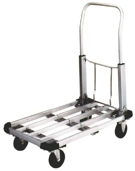 Value Collection - 350 Lb Capacity Aluminum Platform Truck - Aluminum Deck, 16" OAW, Hard Rubber Casters - A1 Tooling