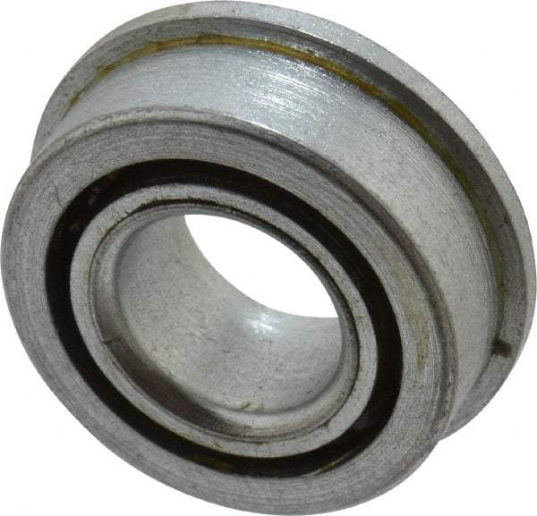 Value Collection - 7/16" Bore Diam, 29/32" OD, Open Unground Full Complement Radial Ball Bearing - With Flange, 1 Row, Round Bore, 356 Lb Dynamic Capacity - A1 Tooling