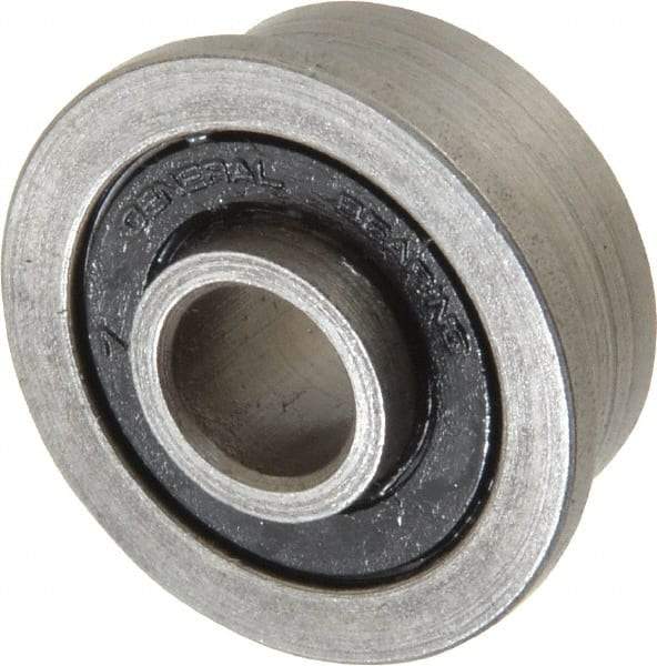 Value Collection - 1/4" Bore Diam, 11/16" OD, Double Seal Unground Retainer Type Radial Ball Bearing - With Flange, 1 Row, Round Bore, 300 Lb Dynamic Capacity - A1 Tooling