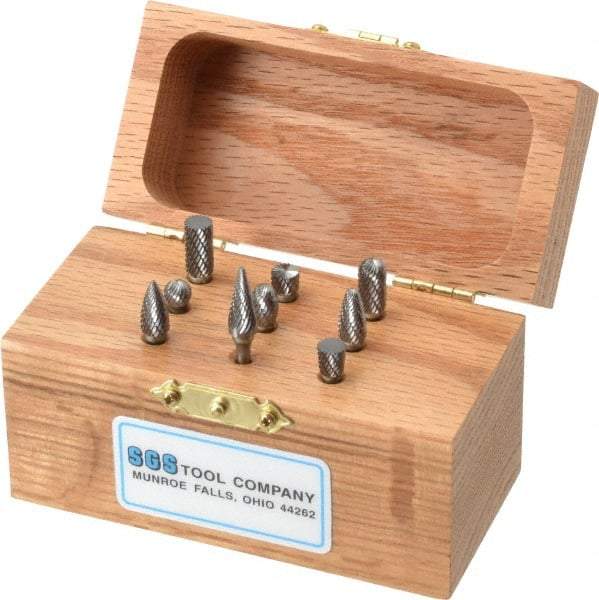 SGS Pro - 9 Piece, 1/8" Shank Burr Set - Tungsten Carbide - A1 Tooling