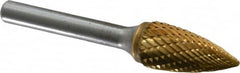 SGS Pro - 1/2" Cut Diam, 1/4" Shank Diam, Tree Head Double Cut Burr - Carbide, Point End, 1" LOC, 2-3/4" OAL - A1 Tooling