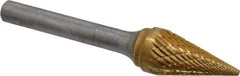 SGS Pro - 1/2" Cut Diam, 1/4" Shank Diam, Cone Head Double Cut Burr - Carbide, Point End, 7/8" LOC, 2-5/8" OAL - A1 Tooling