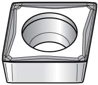 Kennametal - CPMT32.51 FW Grade KT315 Cermet Turning Insert - TiN/TiCN/TiN Finish, 80° Diamond, 3/8" Inscr Circle, 5/32" Thick, 1/64" Corner Radius - A1 Tooling