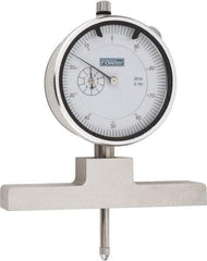 Fowler - 0 to 22 Inch Range, Steel, White Dial Depth Gage - 0.001 Inch Graduation, 0.001 Inch Accuracy, 1 Inch Travel, 4 Inch Base Measuring Length - A1 Tooling