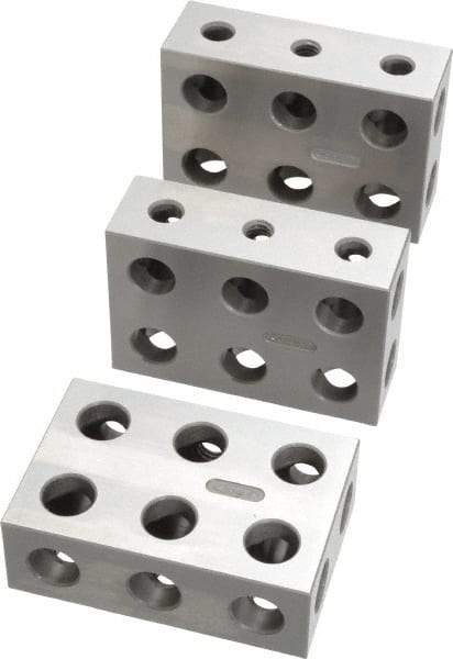 SPI - 0.0001 Squareness Per Inch, Hardened Steel, 1-2-3 Block Setup Block - 0.0002 Inch Overall Tolerance, 5/16 - 18 Inch Tapped Hole Size, 55-60 Rc Hardness, Sold As Matched Set of 3 - A1 Tooling