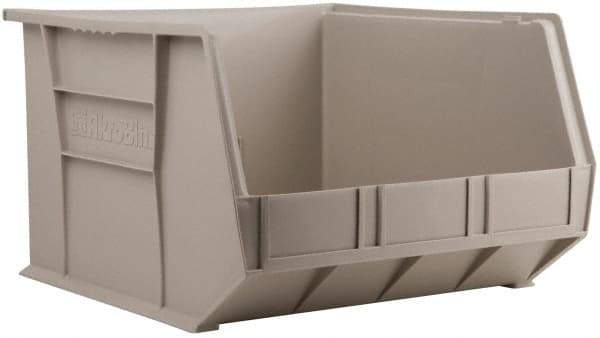 Akro-Mils - 75 Lb. Load Capacity, 18" Deep, Gray Polymer Hopper Stacking Bin - 11" High x 16-1/2" Wide x 18" Long - A1 Tooling