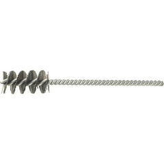 Brush Research Mfg. - 1-1/4" Diam Helical Stainless Steel Tube Brush - Single Spiral, 0.002" Filament Diam, 1" Brush Length, 4" OAL, 0.073" Diam Stainless Steel Shank - A1 Tooling