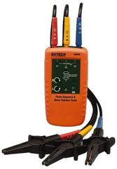 Extech - 3 Phase, 40 to 600 VAC, 2 to 400 Hz, 32 to 104°F, LED Display Phase Rotation Tester - 9V, Includes Alligator Clips, Test Leads, CAT III 600 V, CE, EN 61010-1 - A1 Tooling