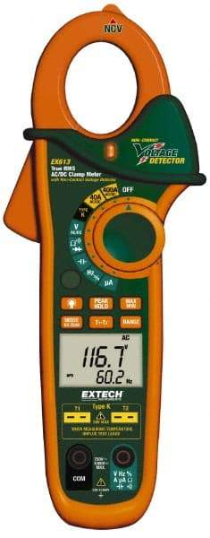 Extech - EX613, CAT III, Digital True RMS Auto Ranging Clamp Meter with 1-1/4" Clamp On Jaws - 600 VAC/VDC, 400 AC/DC Amps, Measures Voltage, Capacitance, Current, Frequency, Resistance - A1 Tooling