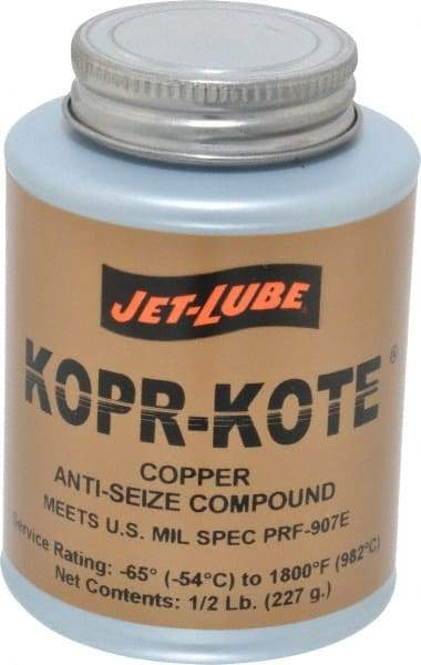 Jet-Lube - 0.5 Lb Can High Temperature Anti-Seize Lubricant - Copper/Graphite, -65 to 1,800°F, Copper/Bronze, Food Grade, Water Resistant - A1 Tooling