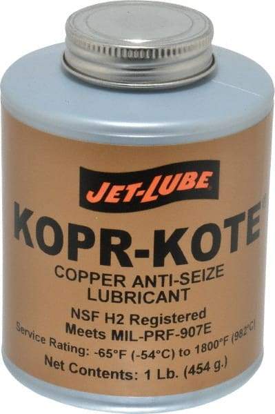 Jet-Lube - 1 Lb Can High Temperature Anti-Seize Lubricant - Copper/Graphite, -65 to 1,800°F, Copper/Bronze, Food Grade, Water Resistant - A1 Tooling