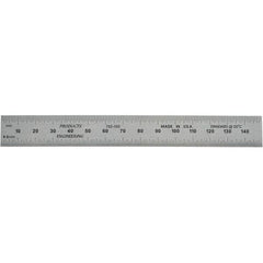 PEC Tools - 150mm Long, 0.5, 1mm Graduation, Rigid Steel Rule - Metric Graduation Style, 3/4" Wide, Silver, Satin Chrome Finish - A1 Tooling