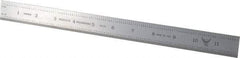 PEC Tools - 12" Long, 1/100, 1/10" and 0.5, 1mm Graduation, Rigid Steel Rule - Decimal/Metric Graduation Style, 1" Wide, Silver, Satin Chrome Finish - A1 Tooling