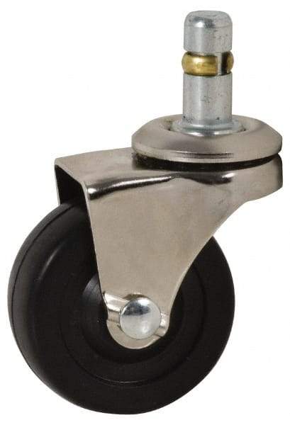 E.R. Wagner - 2" Diam x 13/16" Wide x 2-1/2" OAH Stem Mount Swivel Caster - Soft Rubber, 75 Lb Capacity, Delrin Bearing, 7/16 x 1-29/32" Round Stem - A1 Tooling