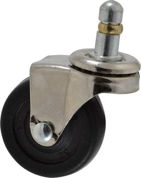 E.R. Wagner - 2" Diam x 13/16" Wide x 2-1/2" OAH Stem Mount Swivel Caster - Soft Rubber, 75 Lb Capacity, Delrin Bearing, 7/16 x 7/8" Friction Stem - A1 Tooling