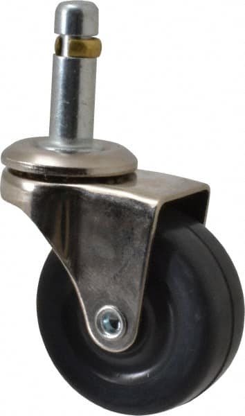 E.R. Wagner - 2" Diam x 13/16" Wide x 2-1/2" OAH Stem Mount Swivel Caster - Soft Rubber, 75 Lb Capacity, Delrin Bearing, 7/16 x 1-3/8" Friction Stem - A1 Tooling