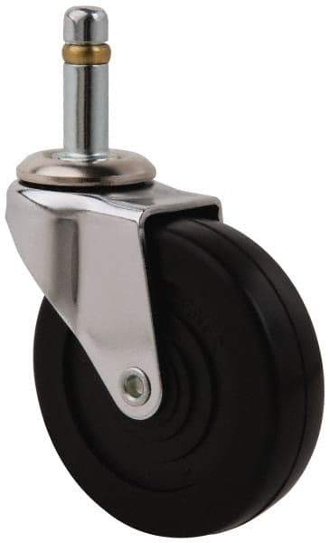 E.R. Wagner - 3" Diam x 13/16" Wide x 3-9/16" OAH Stem Mount Swivel Caster - Soft Rubber, 100 Lb Capacity, Delrin Bearing, 7/16 x 1-3/8" Friction Stem - A1 Tooling