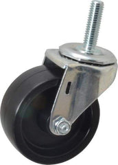 E.R. Wagner - 3" Diam x 1-1/4" Wide x 3-5/8" OAH Stem Mount Swivel Caster - Polyolefin, 210 Lb Capacity, Plain Bearing, 7/16-14 x 1-1/2" Threaded Stem - A1 Tooling