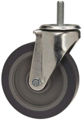 E.R. Wagner - 5" Diam x 1-1/4" Wide x 6-1/8" OAH Stem Mount Swivel Caster - TPR, 200 Lb Capacity, Delrin Bearing, 1/2-13 x 1-1/2" Threaded Stem - A1 Tooling