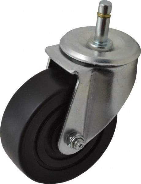 E.R. Wagner - 4" Diam x 1-3/8" Wide x 5" OAH Stem Mount Swivel Caster - Polyolefin, 275 Lb Capacity, Delrin Bearing, 7/16 x 1-3/8" Friction Stem - A1 Tooling